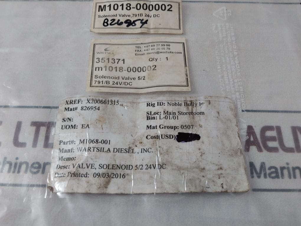 Tyco 791B024Dwd1Sn00 Solenoid Valve Set