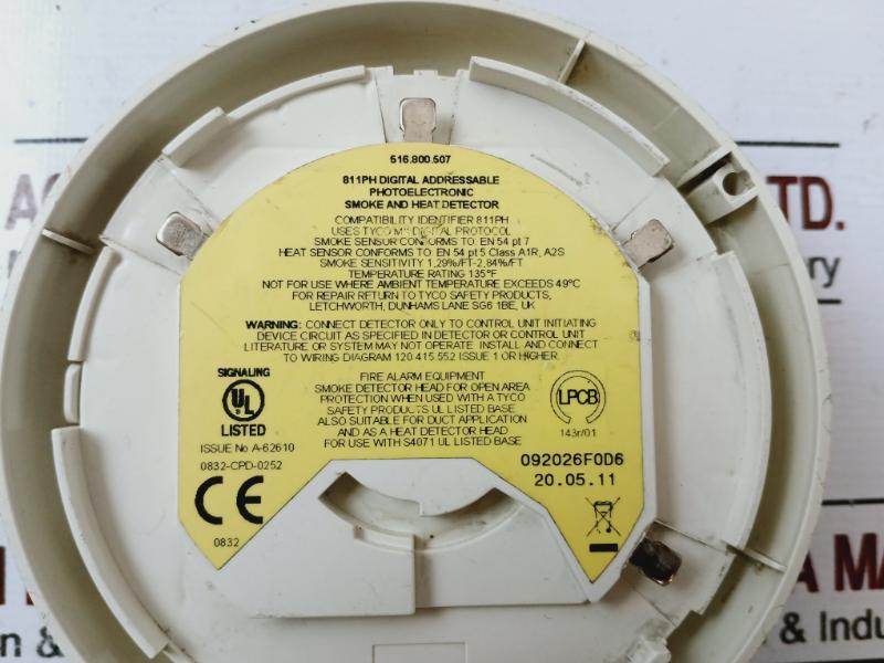 Tyco 811Ph Mix Optical Smoke & Heat Detector 516.800.507