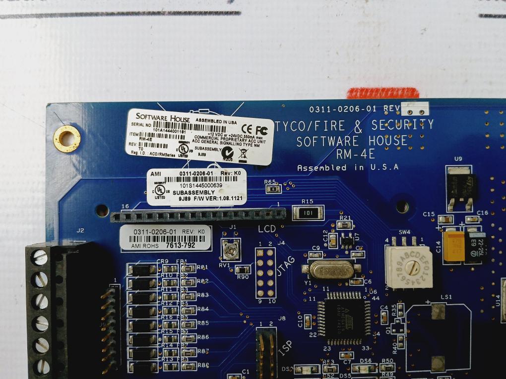 Rm 4 Reader Module Tyco/Fire &Security Rm-4E Printed Circuit Board Rev: T0 12Vdc- 24Vdc 5 ...