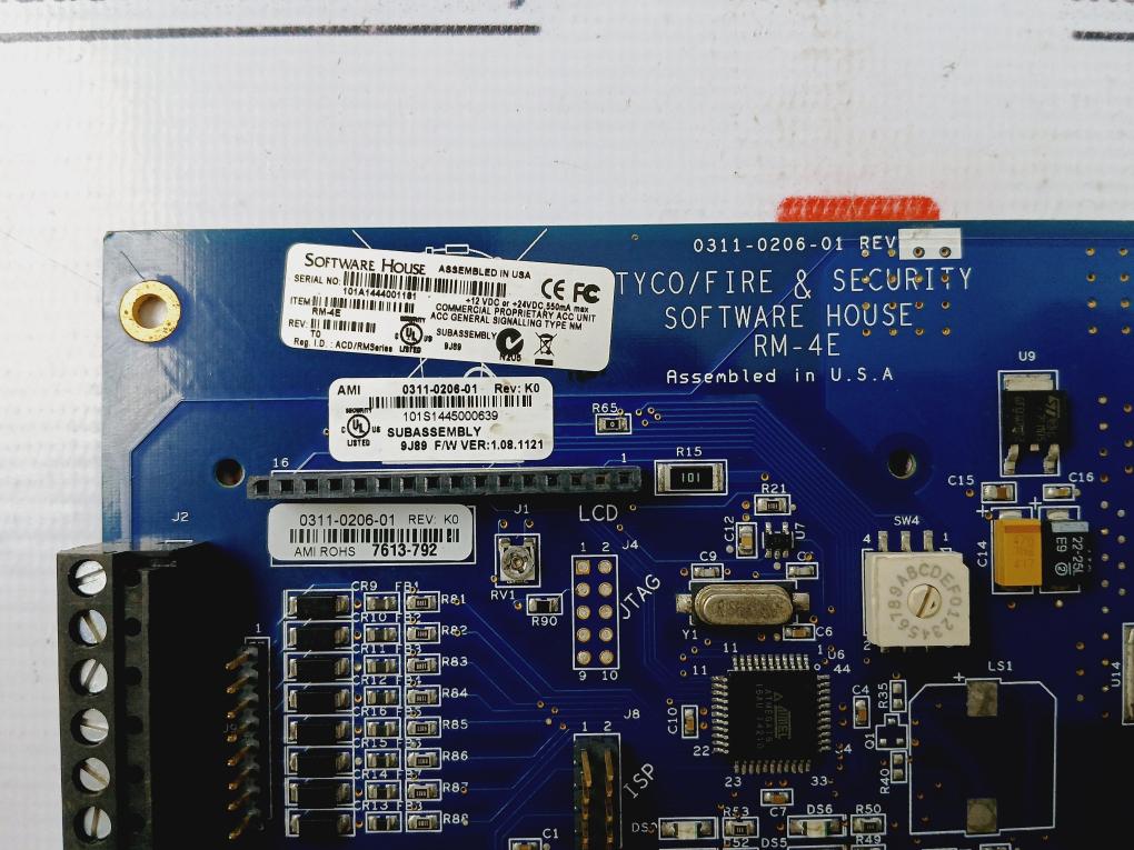 Tyco/Fire &Security Rm-4E Printed Circuit Board Rev: T0 12Vdc- 24Vdc 550Ma