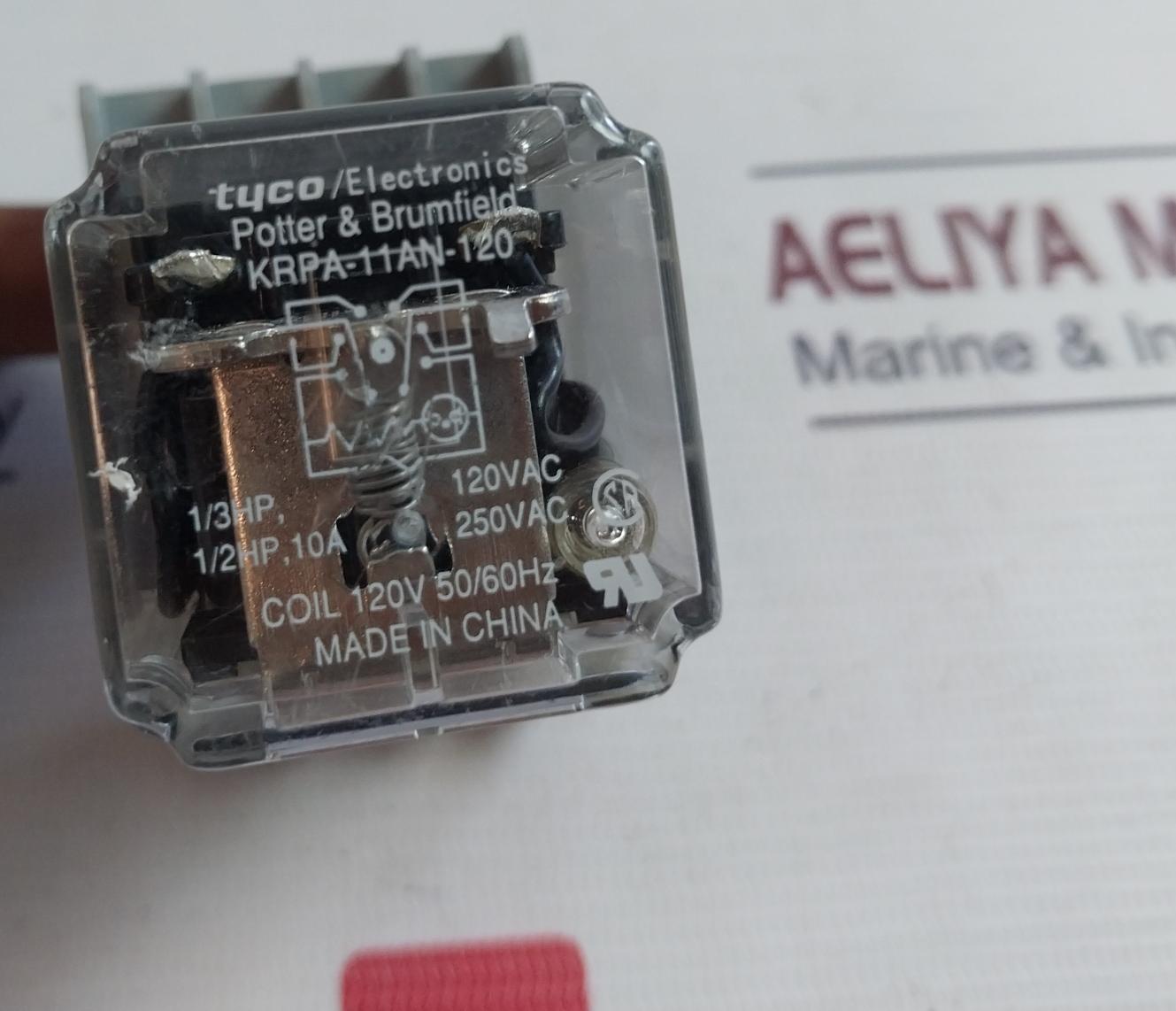 Tyco Krpa-11An-120 Power Relay 120V 50/60 Hz 1/2 Hp, 10A 250Vac