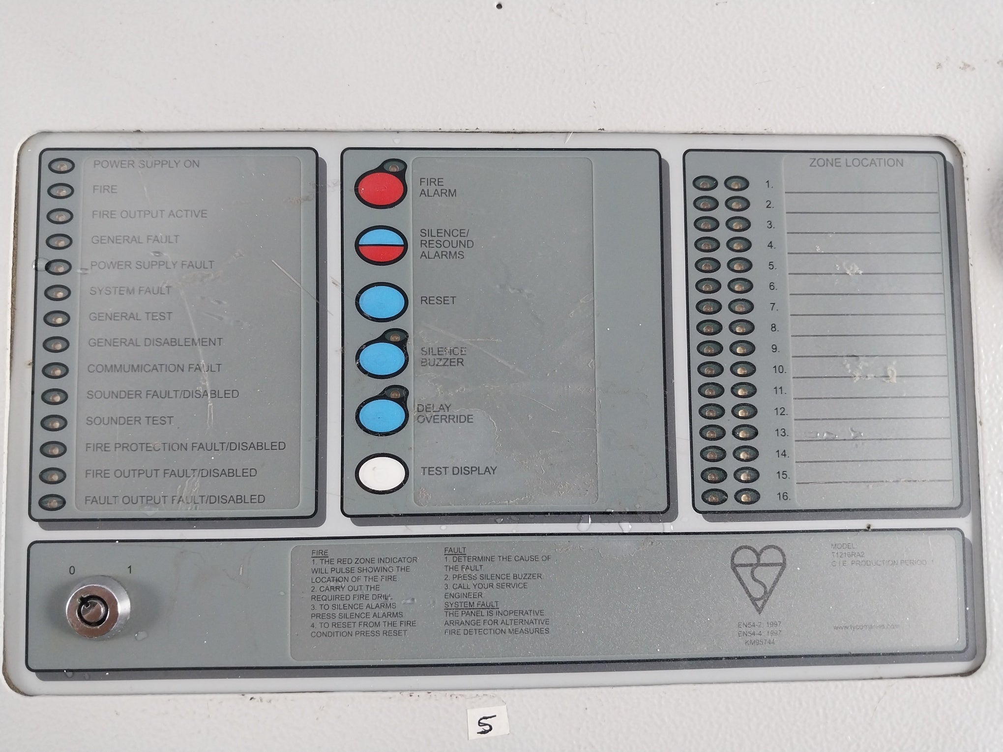 Tyco T1216Ra2 Marine Alarm Control Repeater Panel Km95744 230V 50/60Hz