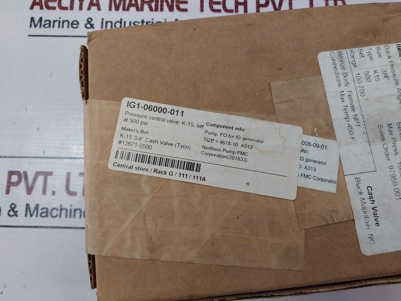 Tyco 12671-0500 Cash Valve K15 Pressure Angle Valve 500Psi