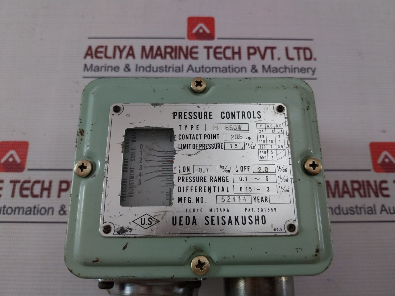 Ueda Seisakusho Pl-650W Pressure Control Switch 2Ab 0.1-5 Kg/Cm2