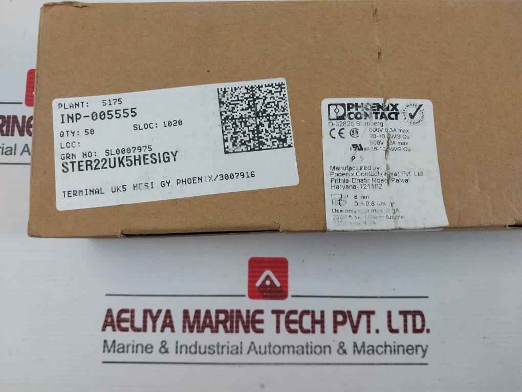 Uk 5-hesi Gy Phoenix Contact Fuse Modular Terminal Block (1 Box = 50 Pcs)