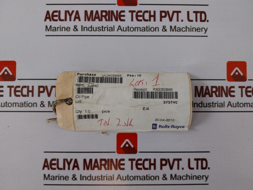 Rolls-royce Ulstein Rr-11253 106006 Servo Oil Pipe 10 Spare Part