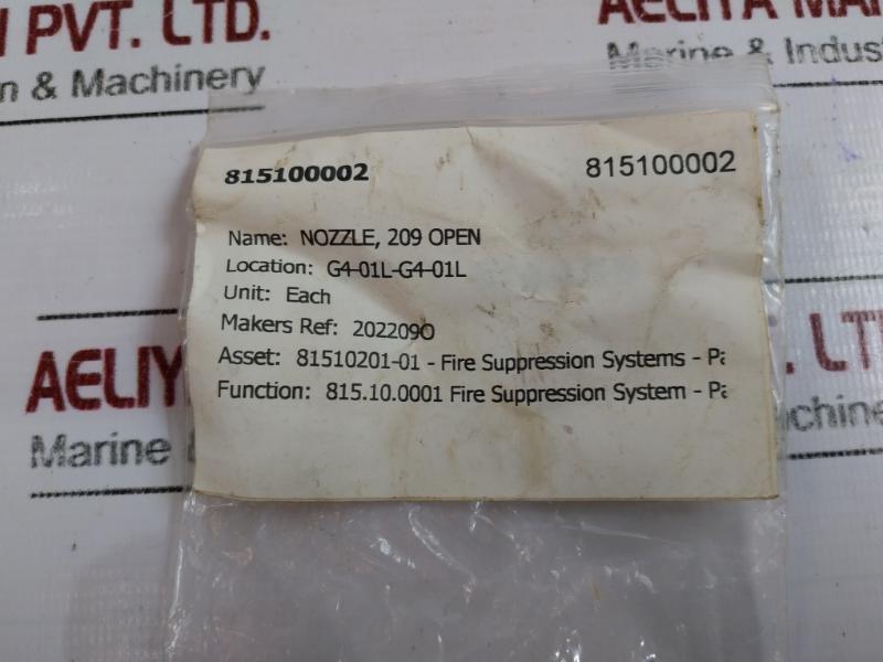 Ultra Fog 931028 Nozzle 209 Open Fire Suppression System