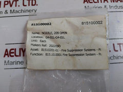 Ultra Fog 931028 Nozzle 209 Open Fire Suppression System