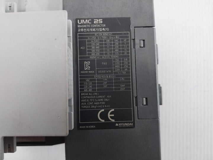 Umc 25 Hyundai 200-220V 50/60Hz Ac Magnetic Contactor