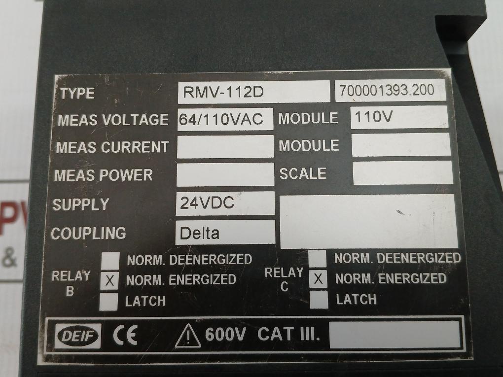 Under And Over Voltage Protection Relay 24Vdc Deif Rmv-112D