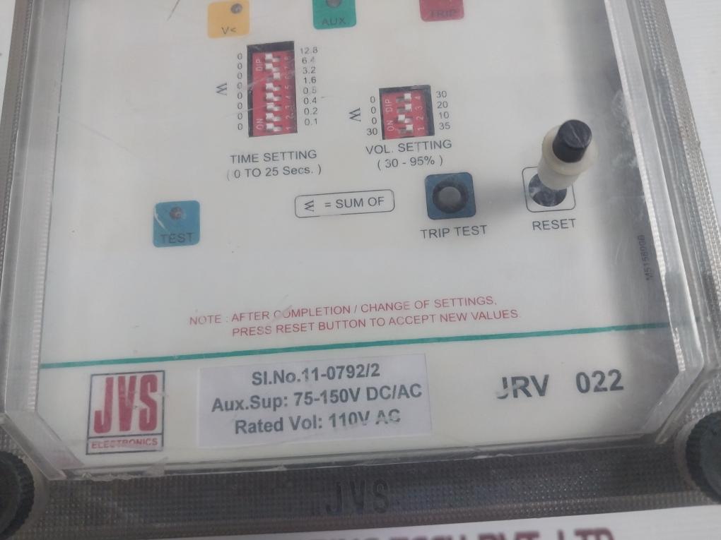 Under Voltage Relay Rated Voltage - 110V Ac Jrv 022 Brand Jvs