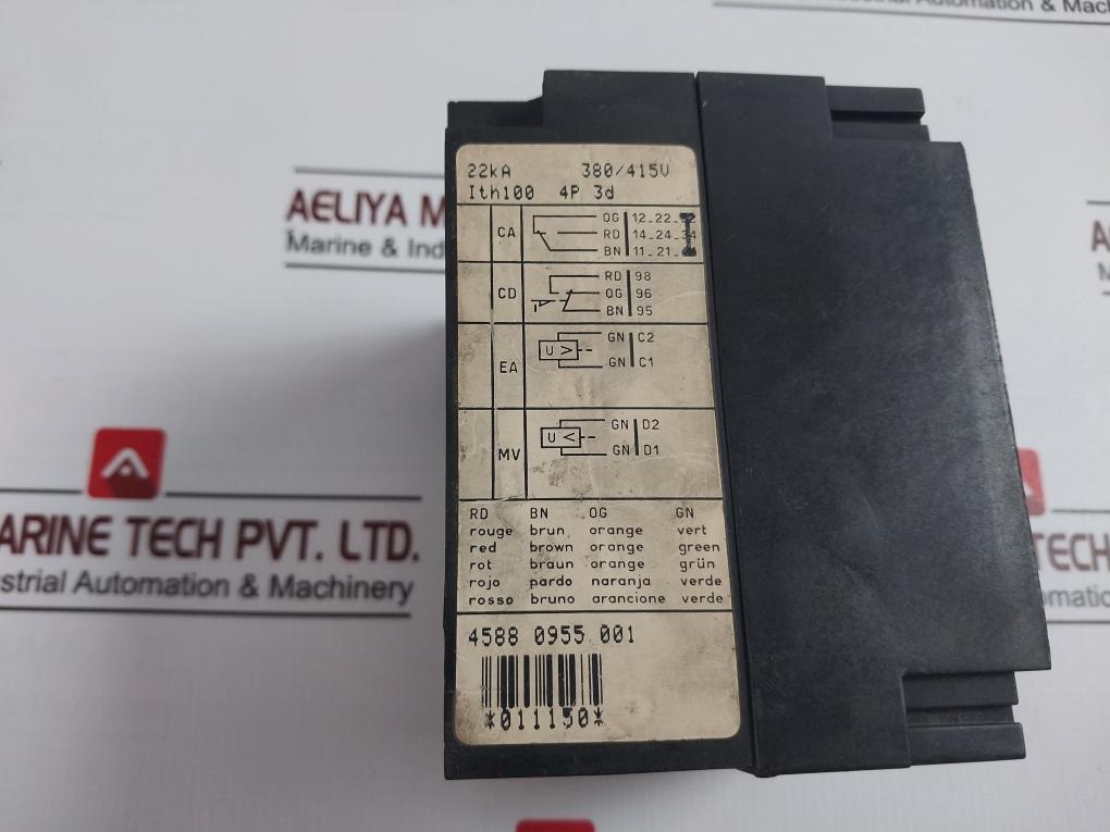 Unelec Record D 100 Circuit Breaker 600V-100A 4588 0955 001 4P 3D
