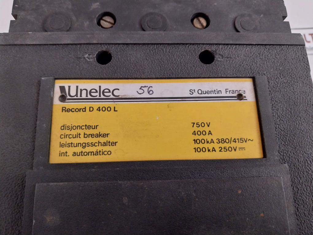 Unelec Record D 400 L Circuit Breaker 400A