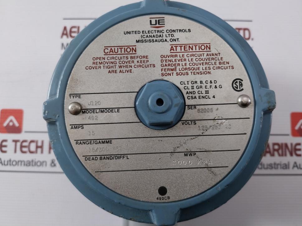 United Electric J120 Explosion-proof Pressure Switch 15/300 Psi 2000 Kpa
