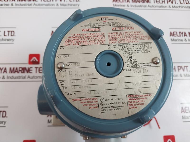 United Electric J120k-455 Differential Pressure Switch 15a 480vac 225 Psi