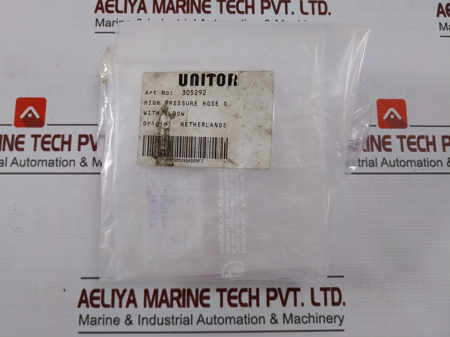 Unitor 305292 High Pressure Hose Ox With Elbow Water 60 Mpa