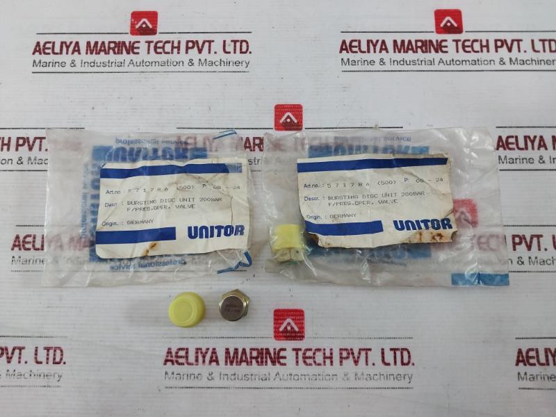 Lot of 4x Unitor 571786 Bursting Disc Unit 200bar for Pressure Operated Valve