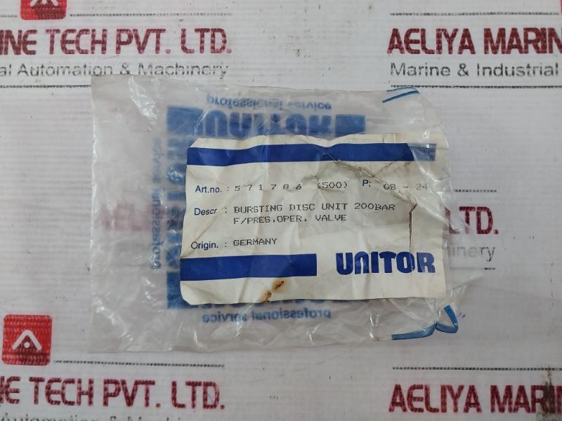 Lot of 4x Unitor 571786 Bursting Disc Unit 200bar for Pressure Operated Valve