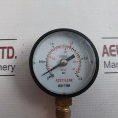 Unitor Acetylene Safety Gauge 0-2.5 Bar