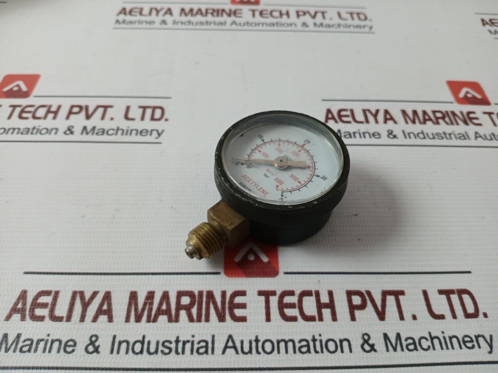 Unitor En562 Acetylene Safety Pressure Gauge 0 To 600 Lbf/In2 0-40 Bar