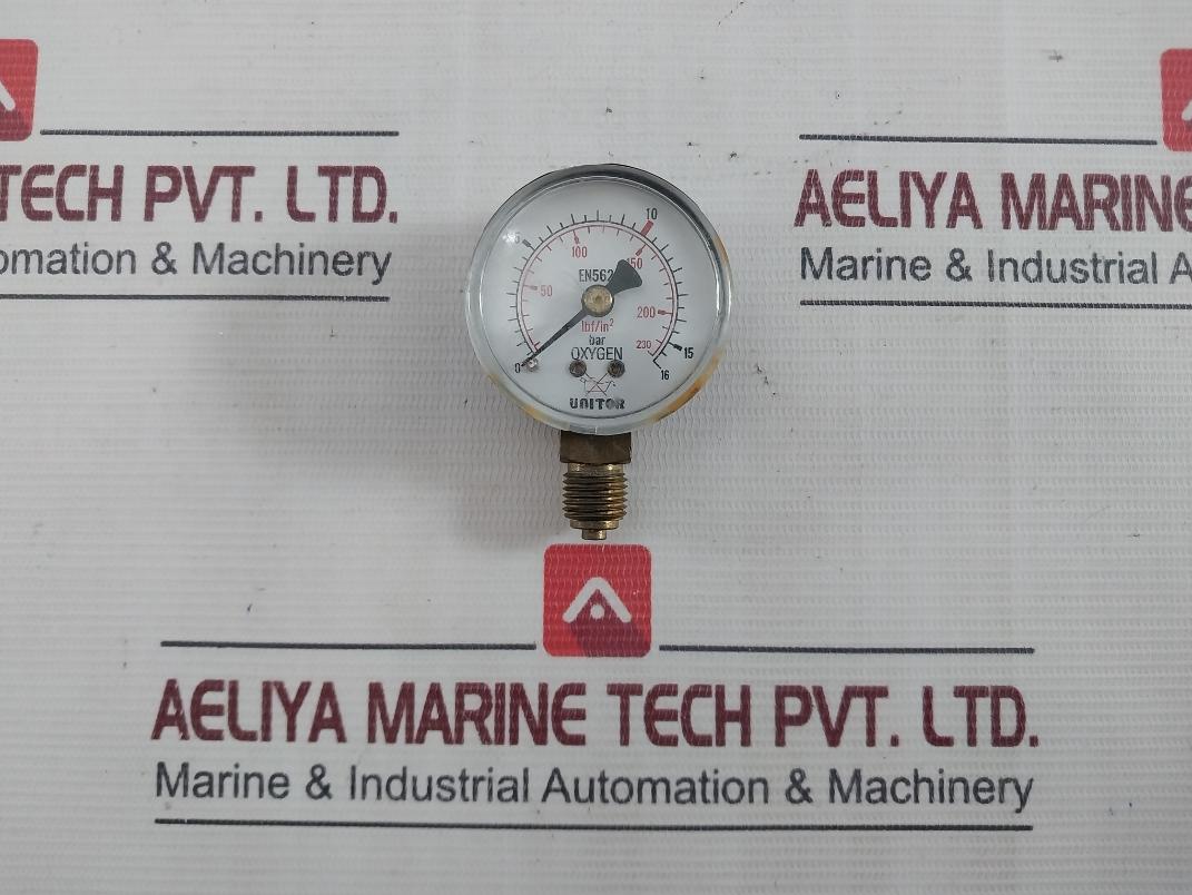 Unitor En562 Oxygen Pressure Gauge 0-16 Bar 0-230 Lbf/In2