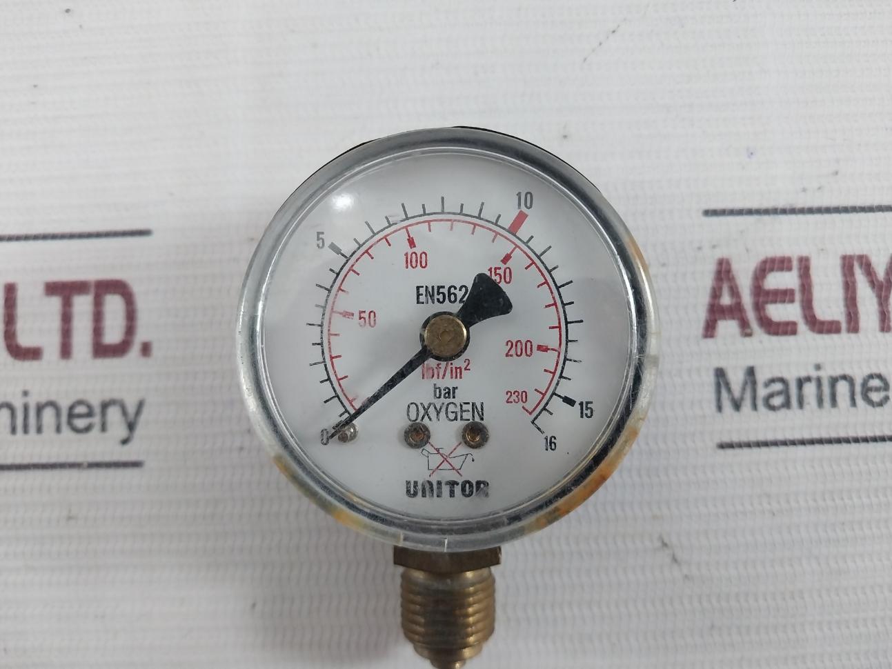 Unitor En562 Oxygen Pressure Gauge 0-16 Bar 0-230 Lbf/In2