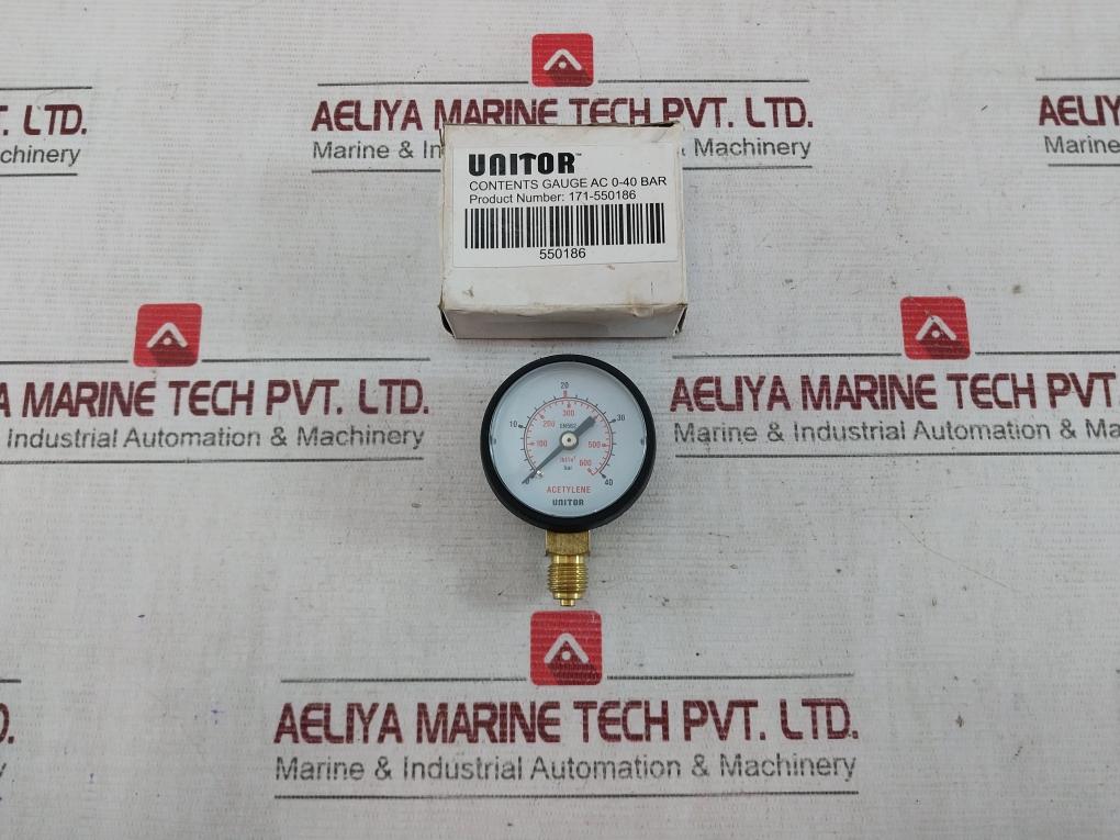 Unitor En562 Oxygen Pressure Gauge Acetylene 171-550186 0-40 Bar