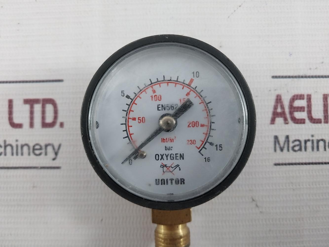 Unitor En562 Oxygen Safety Gauge 0-16 Bar 0-230 Lbf/In2