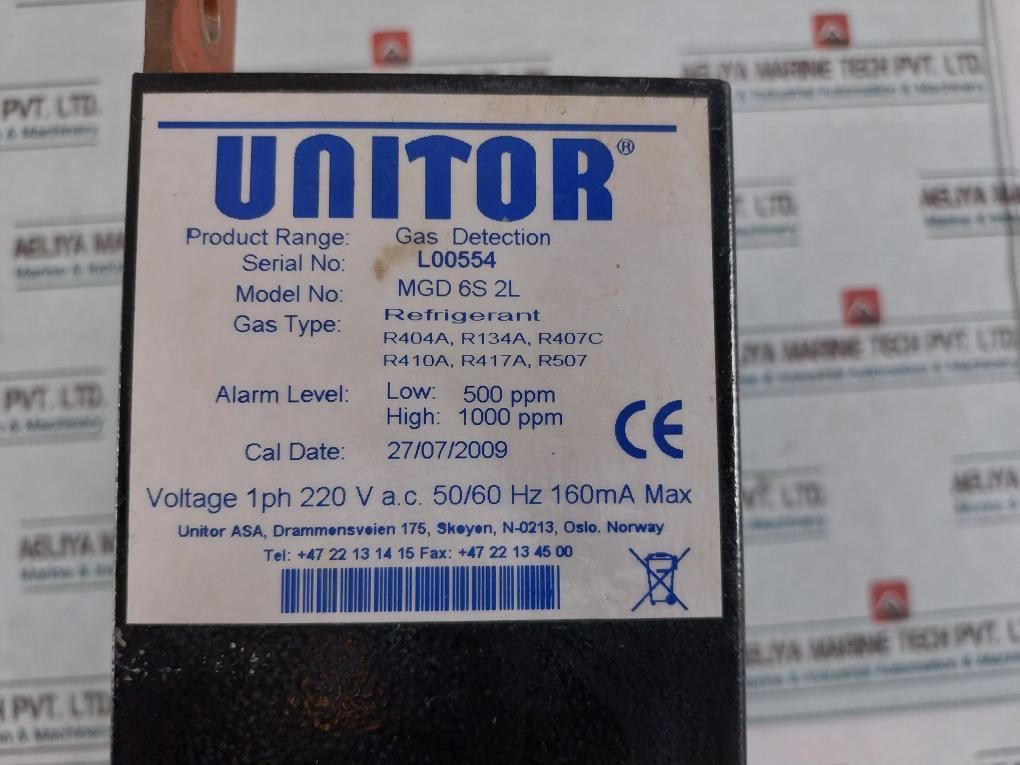 Unitor Mgd 6S 2L Marine Refrigerant Gas Leak Monitor 50/60Hz