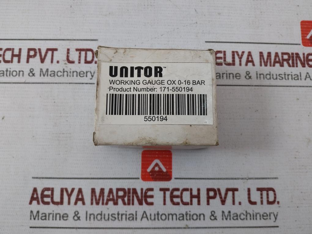 Unitor Ox 0-16 Bar Oxygen Working Gauge 171-550194 0-230 Lbf/In2