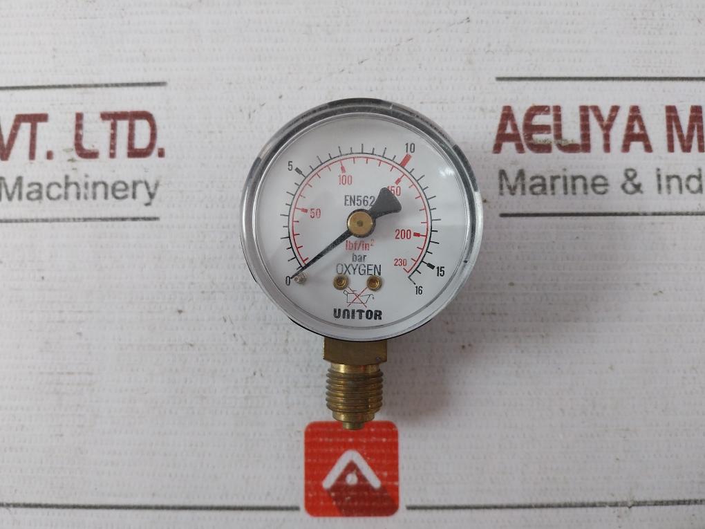 Unitor Ox 0-16 Bar Oxygen Working Gauge 171-550194 0-230 Lbf/In2
