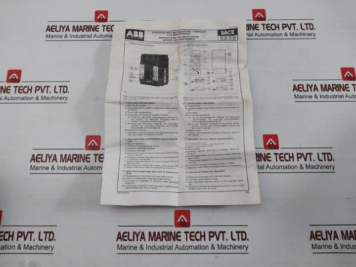 Used Condition Motor Protection Circuit Breaker Sh 125 Abb 50-60 Hz 660V