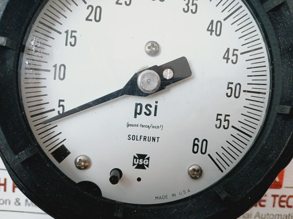 Usg Solfrunt 0-60 Psi Pressure Gauge Tube C51000 60