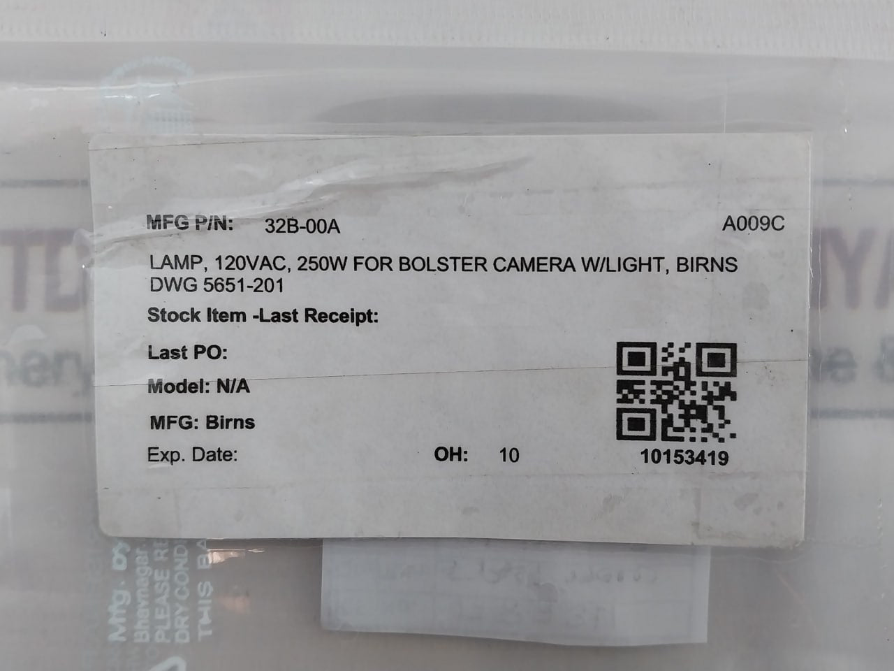 Ushio Eht Lamp For Bolster Camera With Light 120Vac 250 W 32B-00A