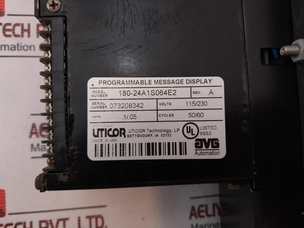 Uticor Technology 180-24A1S064E2 Programmable Message Display Panel 115/230V