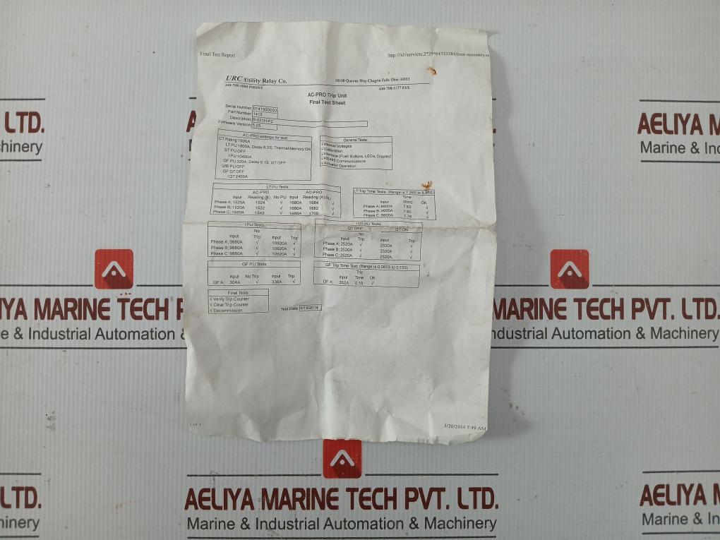 Qt Display For Ac Trip Unit Set B-601Qt-p2 Utility Relay Company 690V