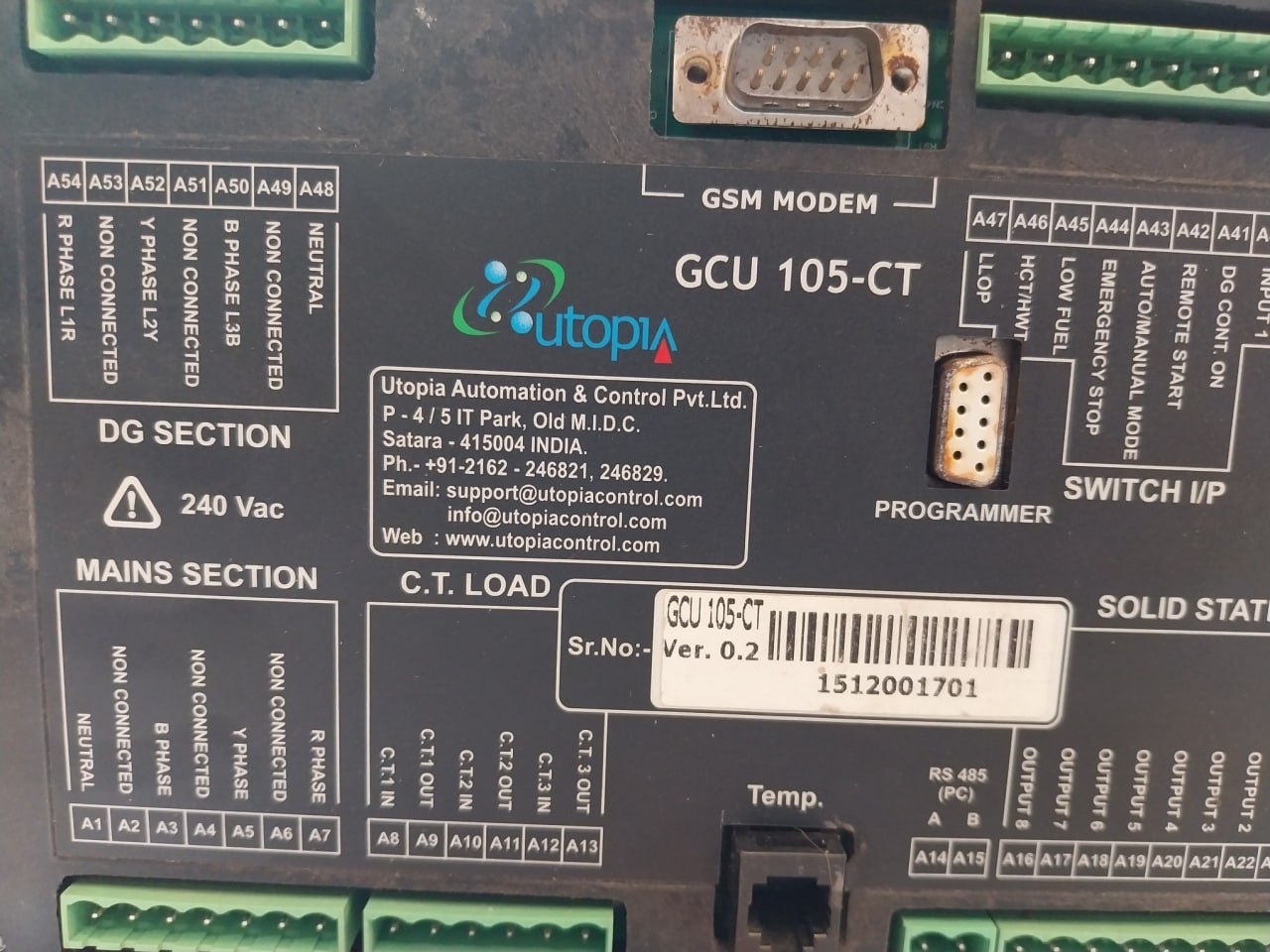 Utopia Gcu 105-ct Genset Controller (Not Working)