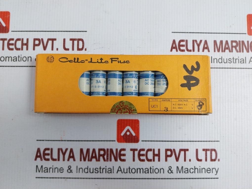Utsunomiya-Electric-Dcl20-Acl50-500-Vac-3A-Uc1-Cello-lite-Fuse-Lot-Of-2X-209348-8