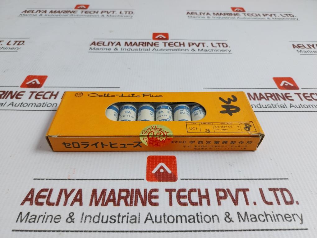 Utsunomiya-Electric-Dcl20-Acl50-500-Vac-3A-Uc1-Cello-lite-Fuse-Lot-Of-2X-209348-9