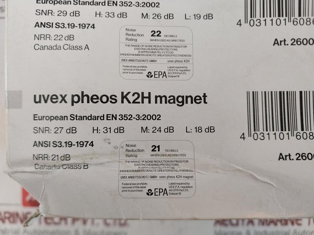 Uvex K1H Helmet Earmuff K-series 32Db 24Db 17Db En 352