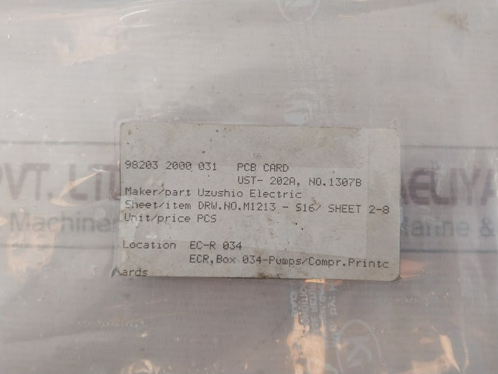 Uzushio Electric Ust-202A Pcb Card 1307B M1213-s16