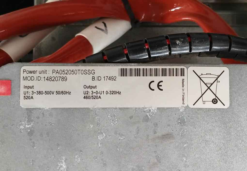 Vacon Pa052050T0Ssg Power Unit 14820789 380-500V 50/60 Hz 520A Pc00861C