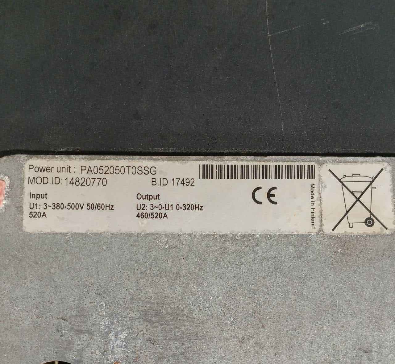 Vacon Pa052050T0Ssg Power Unit 380–500V 520A 50/60Hz Ip42