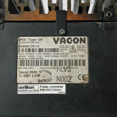 Vacon V0500072S110 Variable Speed Drive 50/60Hz 1Phase Ek6700400 (Not Working)