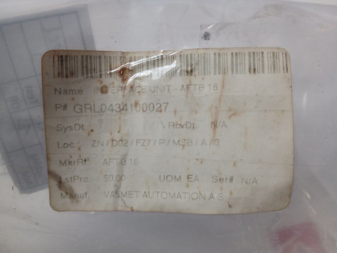 Valmet Aftb 16 Interface Unit 547547-1B