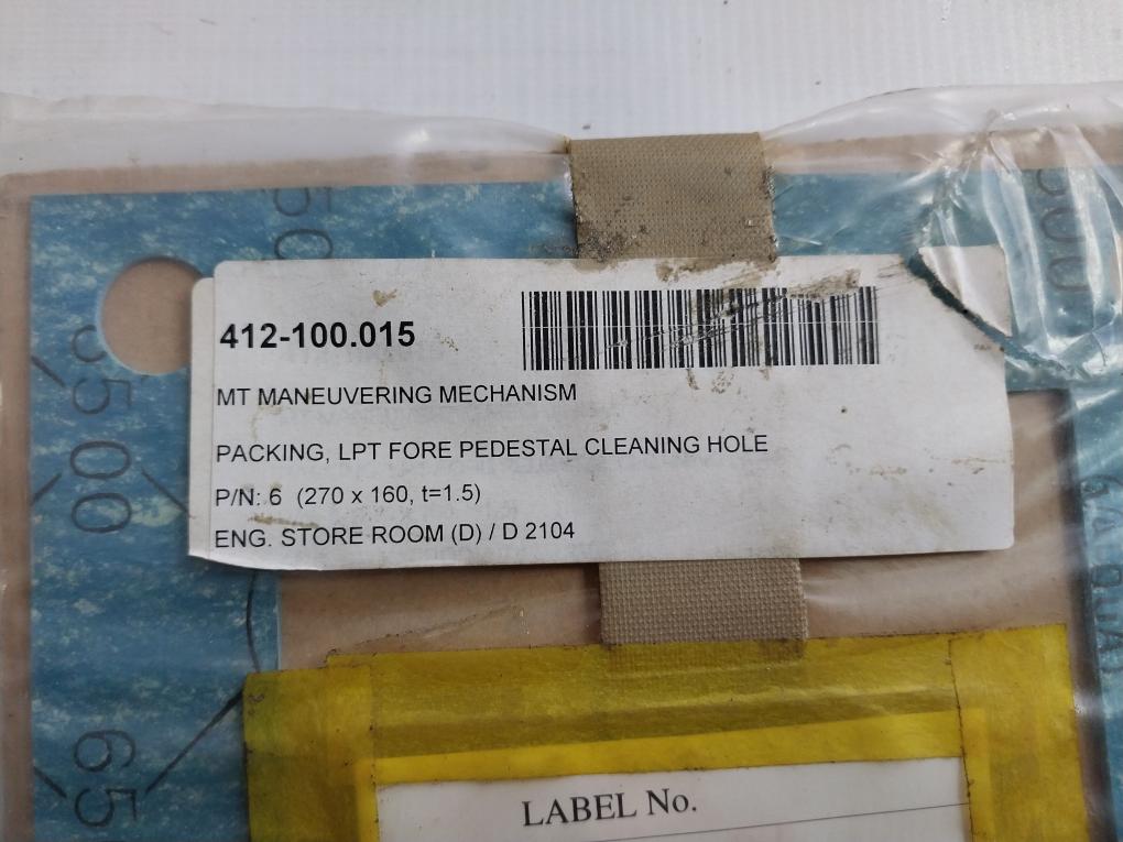 Valqua 6500 Packing For L.P. Turbine Fore Pedestal Cleaning Hole Cover