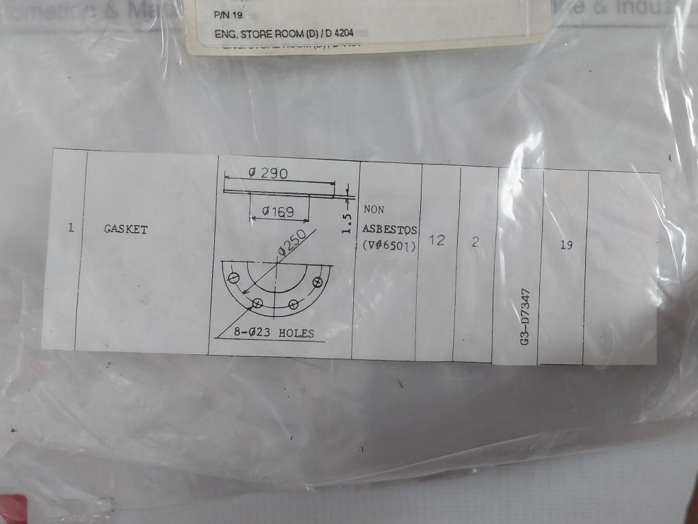 Valqua 6501 Non-asbestos Gasket For Boiler Fg Non-return Valve G3-d7347