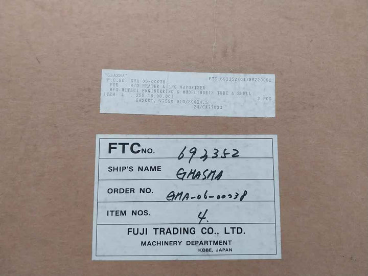 Valqua Gasket For H/D Heater & Lng Vaporiser Horiz Tube & Shell V7590