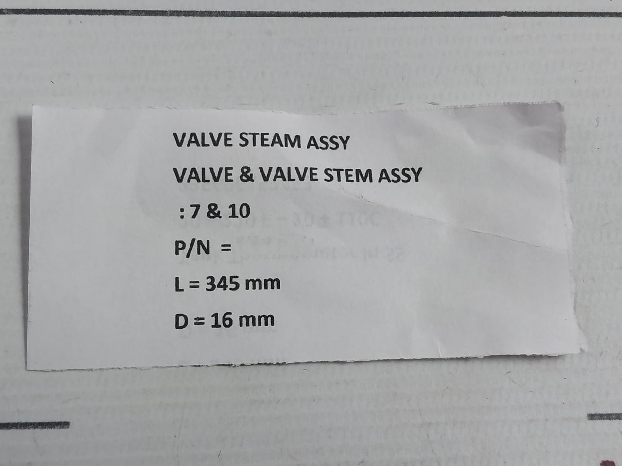 Valve & Valve Stem Assy 6Sd352 -1.500 Kg