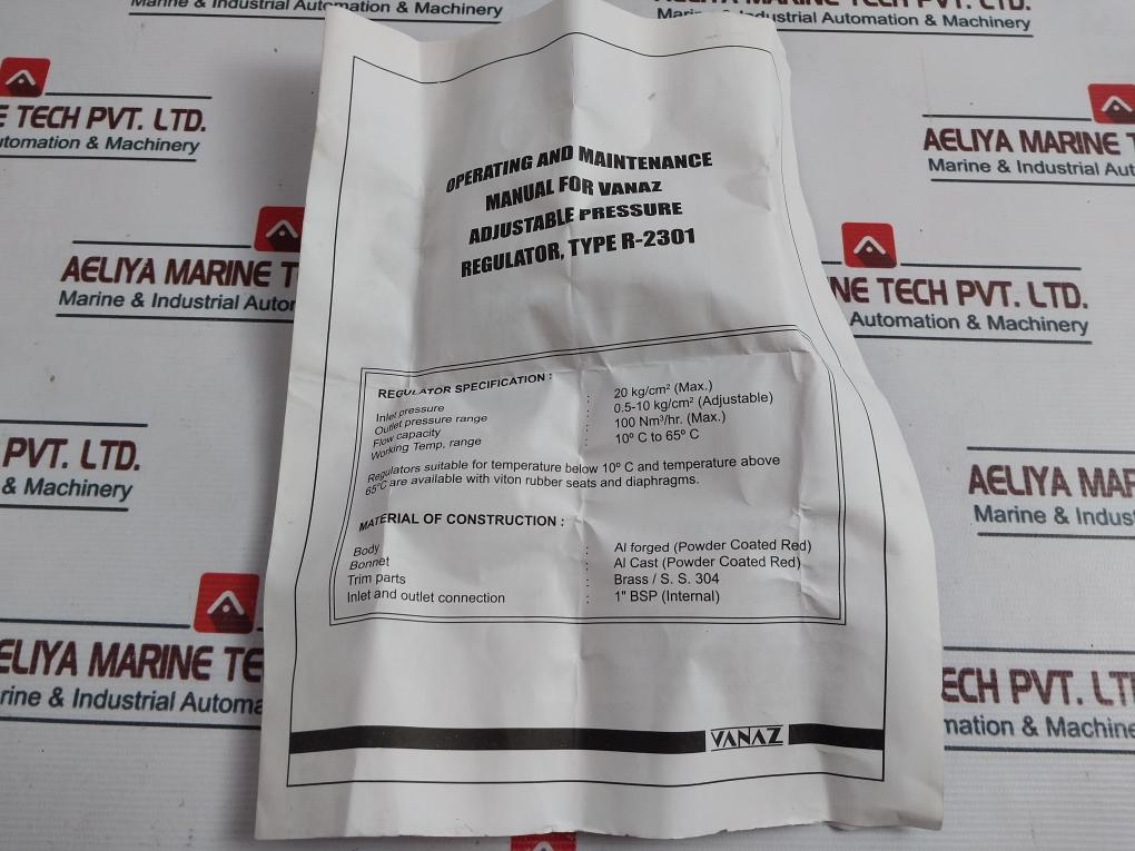 Vanaz R2301 Adjustable Pressure Regulator 15 Kg/Cm2